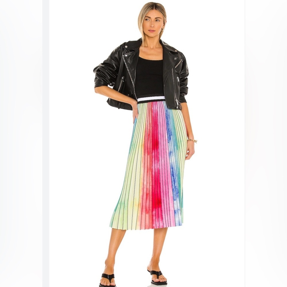 Le Superbe Watercolor Rainbow Pleated Skirt